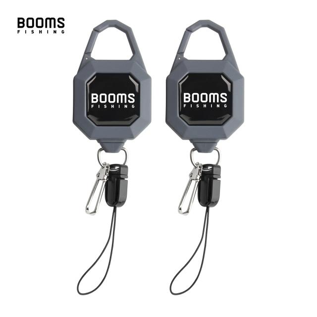 Ferramenta de Pesca com Mosca Retrátil Booms RG4 - 2 Peças, Retrator com Engrenagem e Tether Resistente para Chaveiro e Acessórios de Pesca