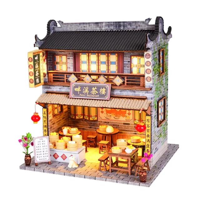 Miniatura de Casa de Bonecas Chinesa Antiga com Quarto Criativo para Decoração DIY em Escala 1:24