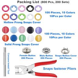 Botões de costura de metal, 200 peças, oco/sólido, prendedores de pressão para instalação de bolsas de roupas, faça você mesmo, alfaiate familiar - Image 3