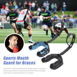 Soft Eva Material Mouth Guard, Protetor bucal para futebol adulto juvenil, Protetor bucal com alça para rugby e atletas - Image 2