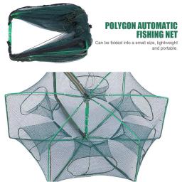 Rede de pesca dobrável para peixes, Caranguejo, Camarão Isca Armadilha, Upgrade Grande Espaço, 8 Buracos, 8 Lados, 28.3 x 10.2in, 8 Buracos - Image 2
