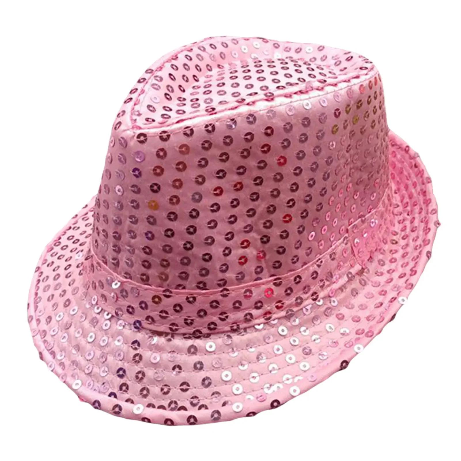Chapéu de jazz com lantejoulas glitter para homens e mulheres, adorno de performance, chapéus brilhantes, dança show, festa hip hop, dramatização, 1pc - Image 1
