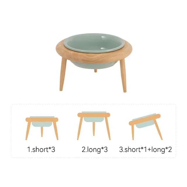 Alimentador elevado para animais de estimação, tigela de água para gatos com suporte de madeira, alimentação cerâmica, cães pequenos e médios, 800ml - Image 1