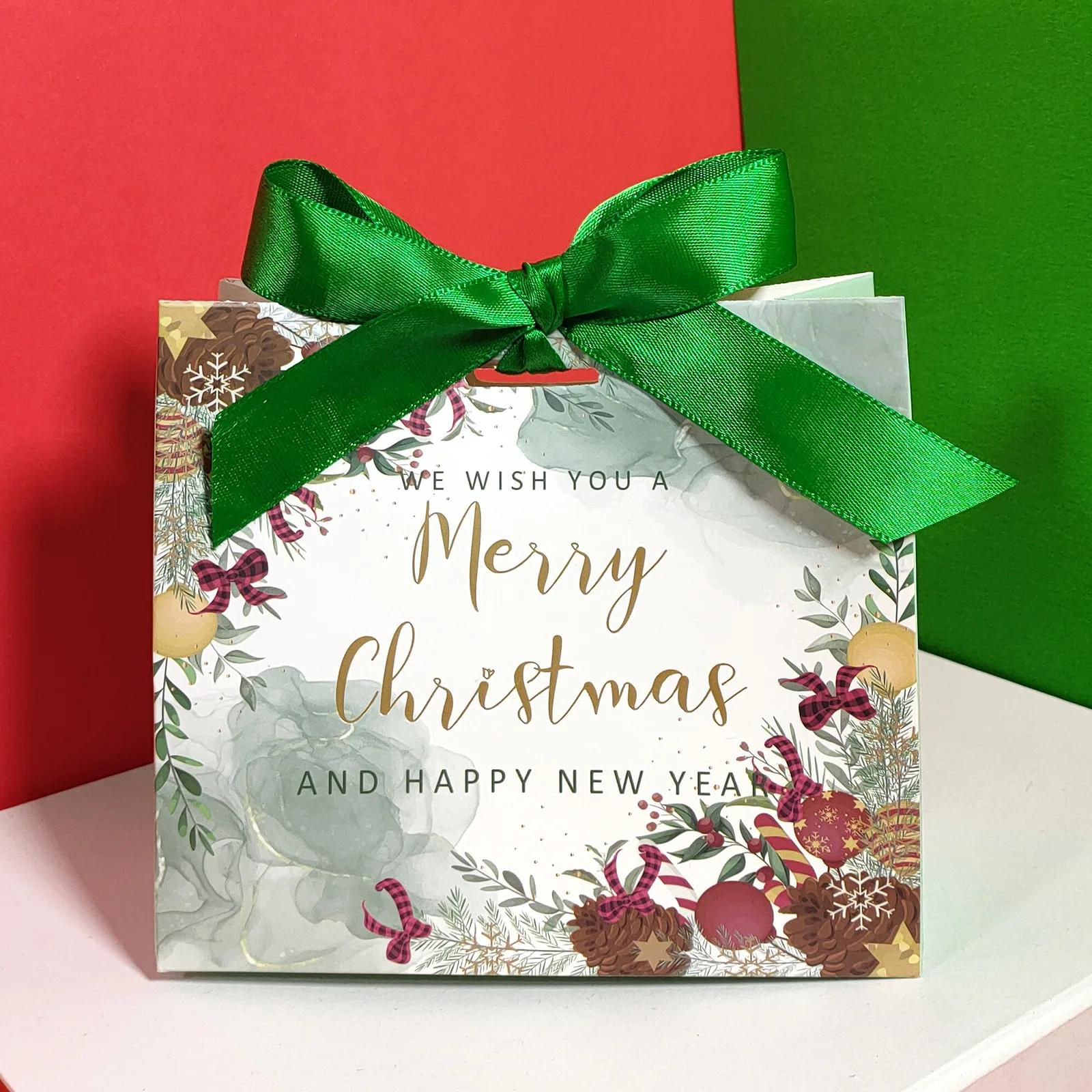 Caixas de lembrancinhas para festa de natal, caixas de doces, sacos de chocolate, caixas de presente com fitas douradas para decoração de festa de natal - Image 1
