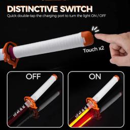 Demônio Slayer Cosplay Samurai Espadas com Suporte e Cinto, Katana, Anime japonês, LED Light Up, Tanjiro, Nichirin, 41" - Image 5