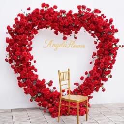 Arranjo floral de folha verde rosa vermelha com base de pano decoração cenário de casamento em forma de coração arco quadro palco flor suporte a8223 - Image 4