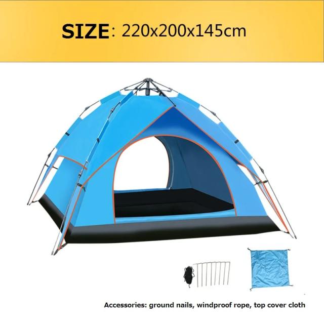 Barraca de Acampamento Multifuncional para 3 a 4 Pessoas com Instalação Instantânea e Proteção Solar para Praia, Viagens e Caminhadas