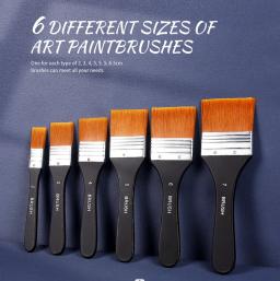 Conjunto de Desenho Memória-Art para Pintura a Óleo Acrílica e Aquarela, Pincéis Guache, Suprimentos Artesanais Ferramenta para Artistas, Plana, 3 Pcs - Image 2