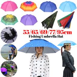 Portátil e dobrável chapéu guarda-chuva, impermeável, para pesca ao ar livre, camping, praia, tampa da cabeça, 55-95cm - Image 1