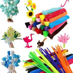 100 pçs tubo de haste de chenille crianças diy brinquedos criativos artesanato varas limpadores jardim de infância educacional material artesanal tiras de pelúcia - Image 2