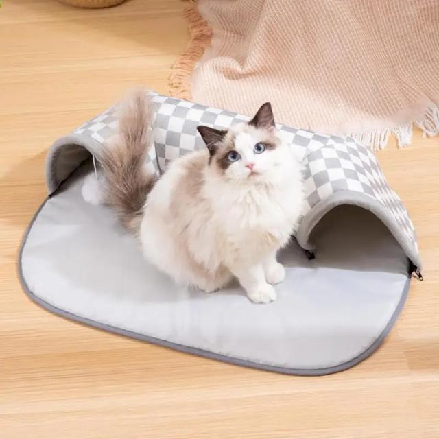 Túnel Interativo para Gatos com Ninho Spliceable e Design Cortado Atraente