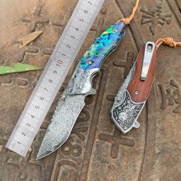 Faca Dobrável De Madeira De Ferro De Areia, CNC Damasco, 60HRC, Alta Dureza, Sobrevivência Ao Ar Livre EDC Facas, Battle Hunt, Ferramentas Dobráveis De Bolso - Image 6