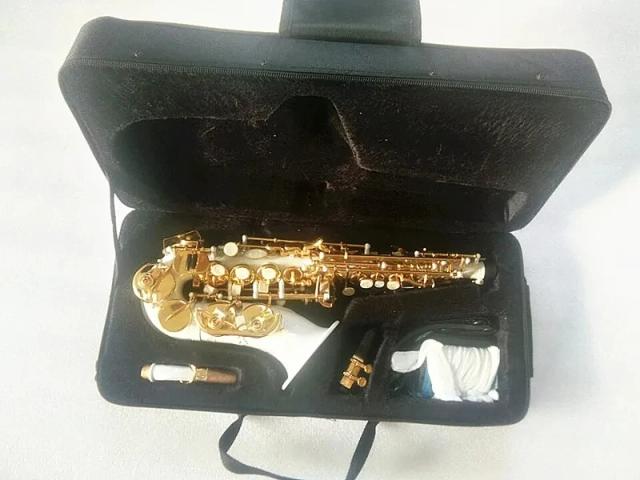 Saxofone Soprano Curvo Branco com Acessórios Completos de Alta Qualidade - Novo
