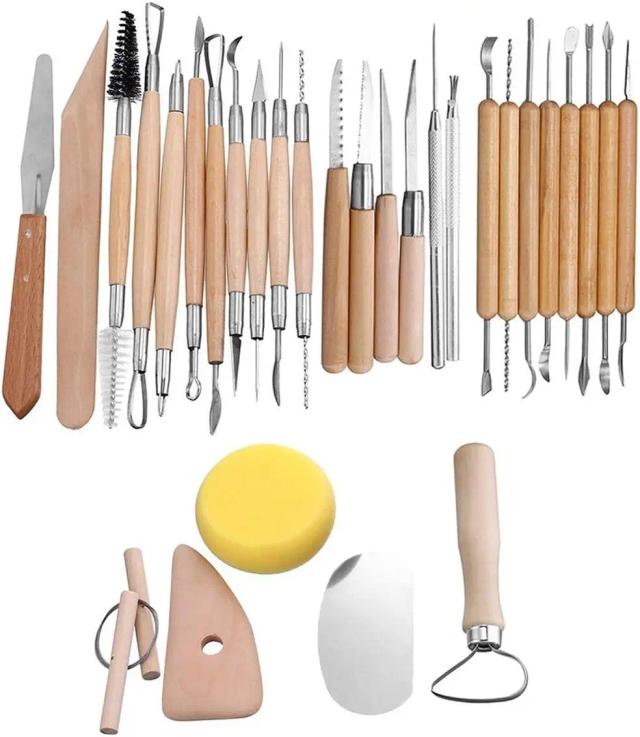 Conjunto de Ferramentas para Escultura em Cerâmica e Artesanato com 30 Peças para DIY