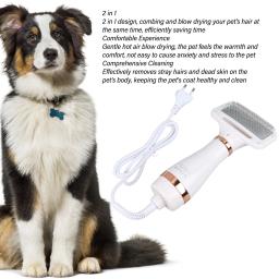 Secador de cabelo para animais de estimação 2-em-1 Higiene e Cuidados Escova, baixo ruído, ajustar a temperatura, longo, curto, cão, gato, filhote de cachorro, suprimentos - Image 5