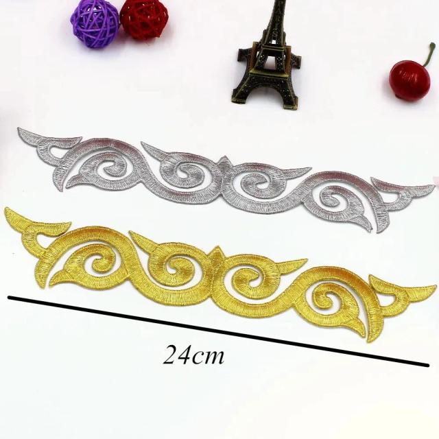 Apliques de Ferro em Ouro Bordado para Cosplay e DIY - Patch Versátil para Roupas e Acessórios, 1 Peça