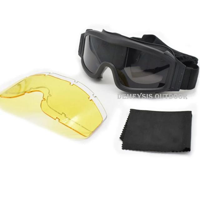 Óculos Táticos Airsoft 3 Lentes Proteção UV Anti-Embaçante