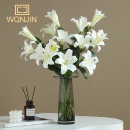 PVC Lily Bouquet para decoração Home, impressão 3D, simulação flor, arranjo de flores do casamento, venda quente, 3 cabeças - Image 2
