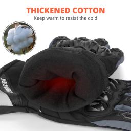 Luvas térmicas para motociclistas masculinas, luvas impermeáveis para motociclistas, luvas de motocross à prova de vento de couro, inverno 7 cores - Image 2