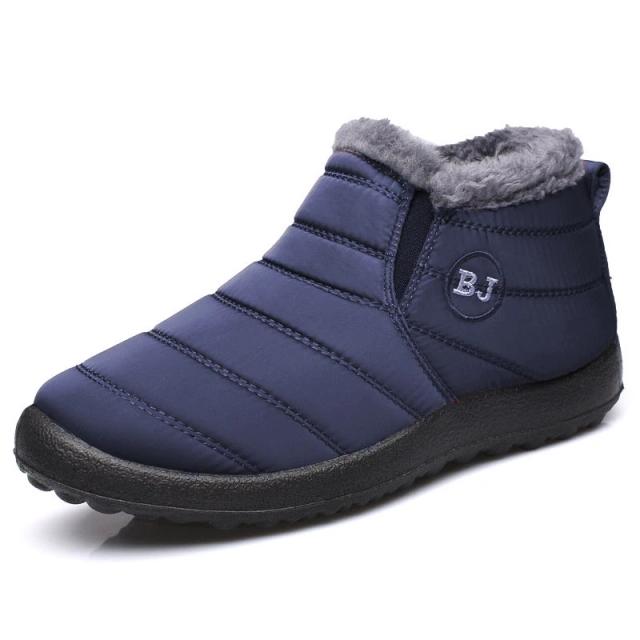 Mimilon Botas Masculinas de Inverno Couro e Pele à Prova d'água