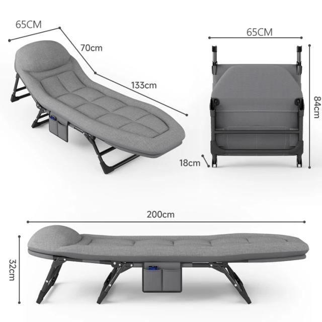 Cama Dobrável Leve com Encosto Ajustável para Camping e Sofá-Cama em Casa, Ideal para Praia e Quarto.