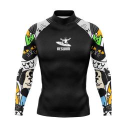 Moda praia estampada com proteção UV masculina, Rash Guard, camisa de mergulho, camiseta de natação, maiô de praia, manga comprida, novo - Image 5