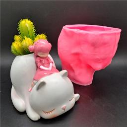 Molde de silicone 3d para vaso de flores, resina gesso, concreto, cristal, epóxi, artesanal, urso branco, diy - Image 2