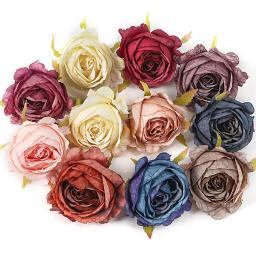 Seda artificial rosa flores cabeça, flores falsas macias, grinalda caixa de presente, ofício da noiva, casamento, decoração do casamento, DIY, 3 pcs, 5pcs - Image 1