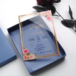 Cartão acrílico quente com impressão do convite de casamento da flor - Image 4