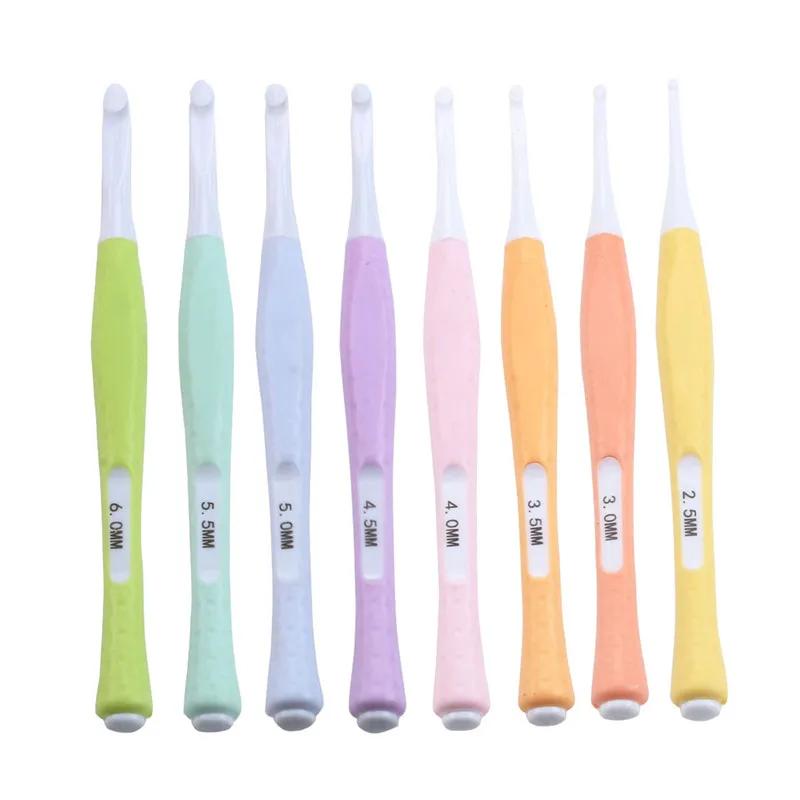 Agulhas de tricô com alça antiderrapante macia, Agulha de crochê, Camisola de tecelagem e costura, Punho plástico, 8Pcs - Image 1