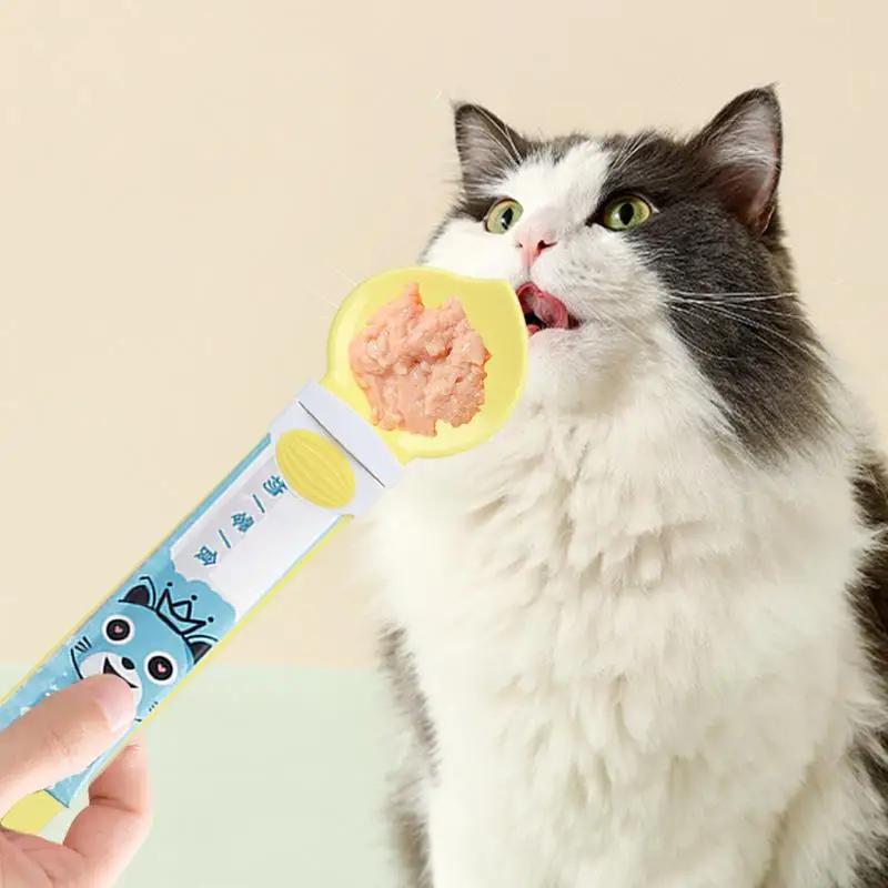 Alimentador lavável para animais de estimação, colher de gato, espremer alimentadores, alimentador úmido para gatinhos e cães, 2 em 1 - Image 1
