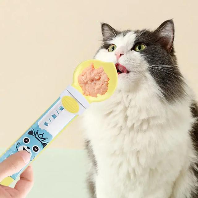 Alimentador 2 em 1 Lavável para Gatos e Cães com Colher Integrada para Ração e Alimentos Úmidos