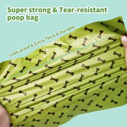 Biodegradável Dog Cocô Sacos, verde e mais grosso Pet Supplies, Eco-Friendly, PE, 1 Conjunto - Image 3