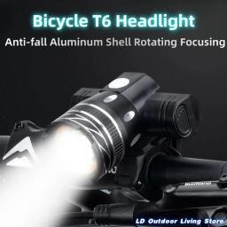 Bicicleta LED Light Set, Acessórios de Bicicleta, USB Recarregável, Farol, Lanterna, Impermeável, Zoomable, Lâmpada de Ciclismo, 15000LM, T6 - Image 1