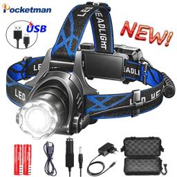 Led farol zoomable farol dc cabeça recarregável lâmpada à prova dwaterproof água cabeça lanterna 18650 para acampamento de emergência caminhadas - Image 1