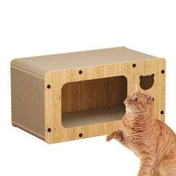 Casa De Raspador De Gato De Papelão Resistente Ao Desgaste De Alta Resistência, Caixa De Raspador Interior - Image 1