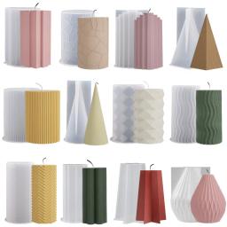 Molde De Vela Cilíndrica Diamond Stripe Triângulo Cilíndrico Cone Variável Silicone Mold Produtos de Produção de Vela Geométrica DIY - Image 2