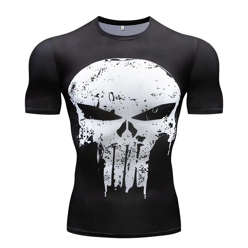 Terno de fitness impresso em 3D masculino, camisa apertada, manga curta, top esportivo, musculação, musculação, ácido, novo - Image 1