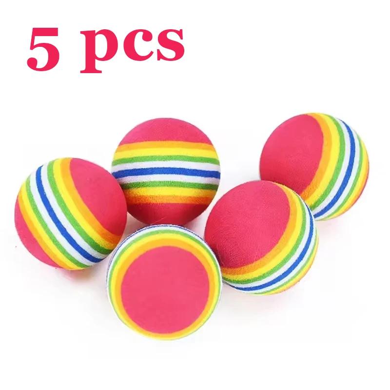 5/10/30 pçs arco-íris eva gato brinquedos bola interativa gato cão jogar mascar chocalho zero eva bola bolas de treinamento brinquedos para animais de estimação suprimentos - Image 1