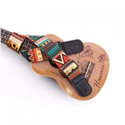 Correia ajustável do ukulele do estilo nacional da impressão, correia da guitarra, alças com cabeça macia do couro do plutônio - Image 3