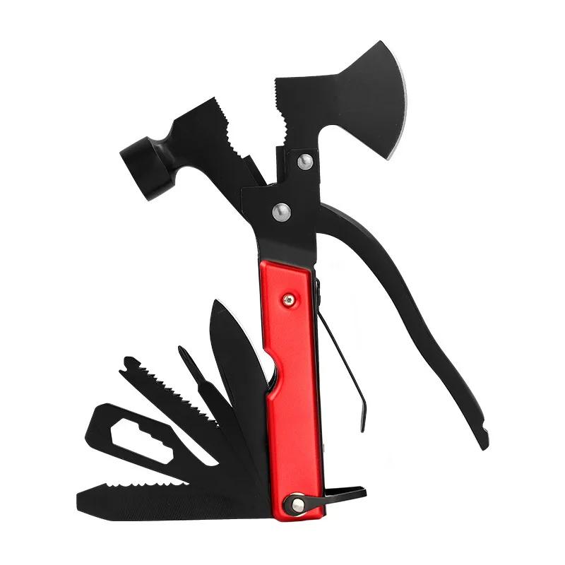 Faca dobrável para acampamento ao ar livre, martelo de machado multifuncional, faca de ferramenta de autodefesa ao ar livre, faca de chave de fenda de aço inoxidável - Image 1