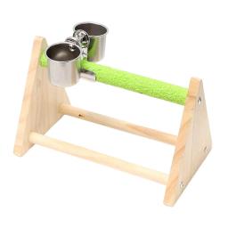 Suporte para alimentador de pássaros com copo alimentador, poleiro de madeira para treinamento de pássaros, papagaio, cacatua - Image 2