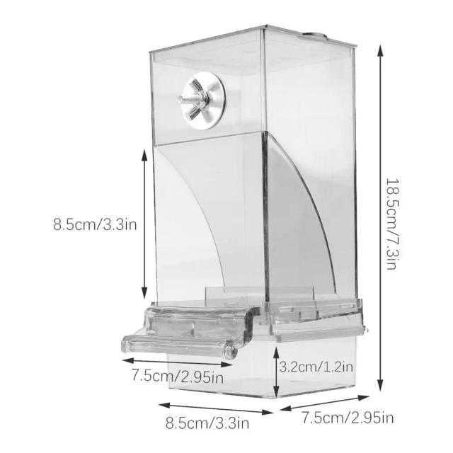Alimentador Automático Transparente para Gaiola de Pássaros com Perch e Recipiente de Sementes para Papagaios e Aves