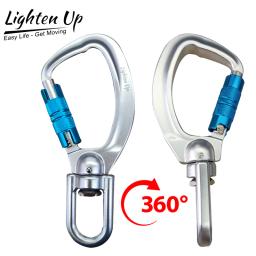 Clipe de mosquetão giratório, Rotativo 360 ° Spinner Carabiner, Pequena rede rotativa sem fio, Escalada de gancho, 22KN - Image 1