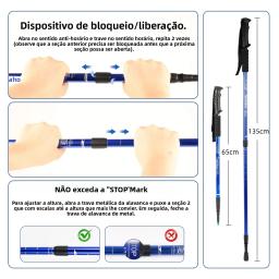 Bastões de trekking ultraleves ajustáveis, bastões de caminhada telescópicos de liga de alumínio de 3 seções, antiderrapantes para homens e mulheres, caminhada nórdica - Image 4