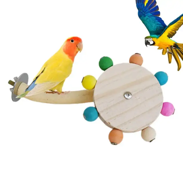 Suporte de Madeira Natural para Pássaros: Brinquedo Interativo para Papagaio e Gaiola de Periquito Budgie