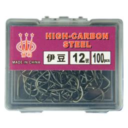 Ganchos farpados de bico torto izu, 100 peças, aço de alto carbono, haste longa para pesca selvagem, poço preto, suprimentos de artes de pesca - Image 2