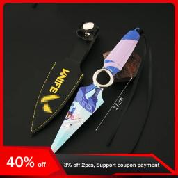 Facas de metal com coldre, arma Valorant, JETT Kunai, faca modelo, espada Cosplay, presentes brinquedos para criança, 17cm - Image 1