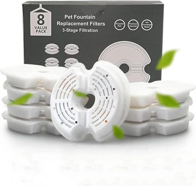 Filtros de Substituição para Fonte de Água Pet - Pacotes de 4 e 8 Unidades para Gatos e Cães