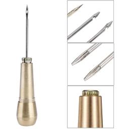 Kit de costura de couro de lona Agulha de cobre, Reparação Piercer, Ponto de mão para sapato e saco, Ferramentas Leathercraft - Image 3